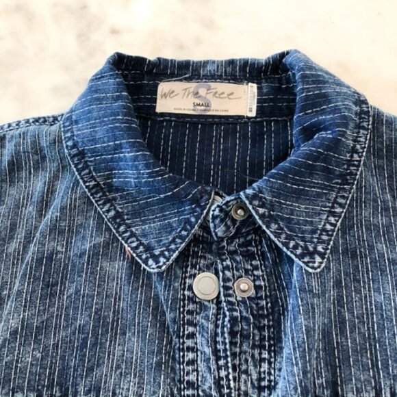 Free People Ari Denim Jumpsuit S Coverall Boiler Suit 90s Utility Loose Fit Blue - Picture 6 of 11